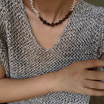 Vintage Fusion Freshwater Pearl & Sandalwood Beaded Necklace - floysun