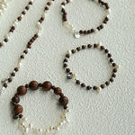 Vintage Fusion Freshwater Pearl & Sandalwood Beaded Necklace - floysun