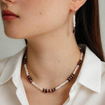 Vintage Garnet & Freshwater Pearl Beaded Necklace - floysun