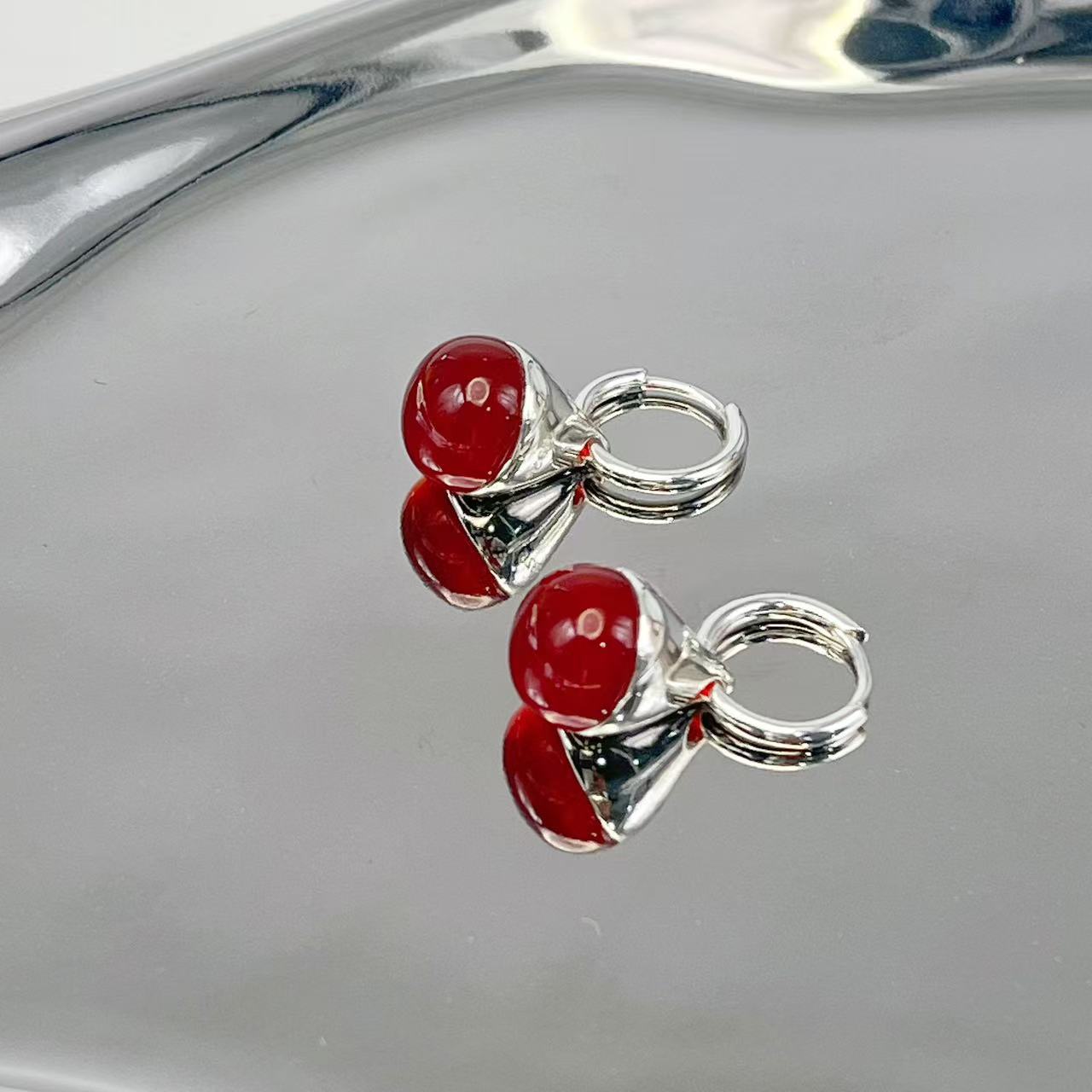 Vintage Gemstone Drop Earrings | Sterling Silver Hoop Earrings - floysun