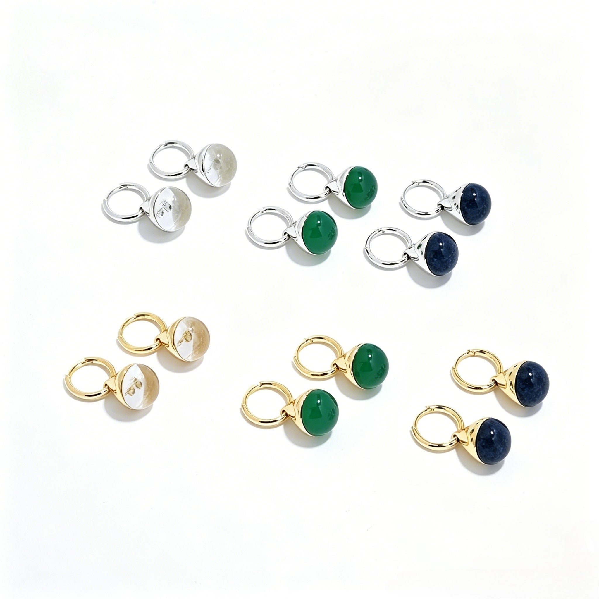 Vintage Gemstone Drop Earrings | Sterling Silver Hoop Earrings - floysun