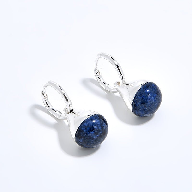 Vintage Gemstone Drop Earrings | Sterling Silver Hoop Earrings - floysun