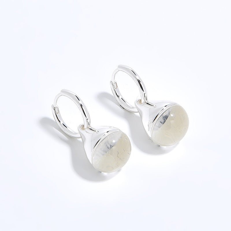 Vintage Gemstone Drop Earrings | Sterling Silver Hoop Earrings - floysun
