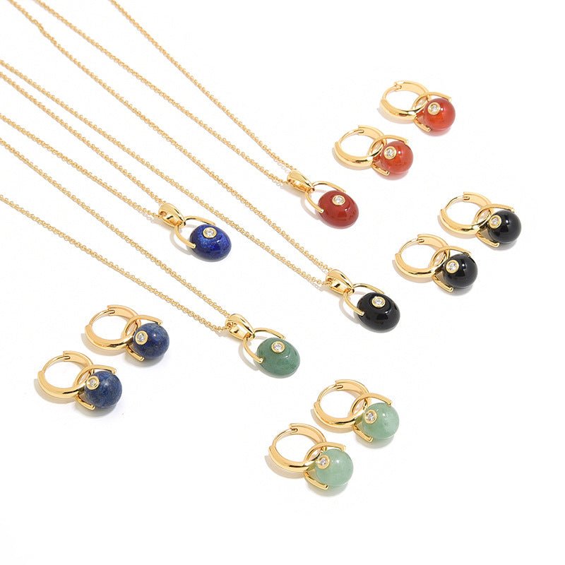 Vintage Gemstone Jewelry Set | Sterling Silver Necklace & Earrings - floysun