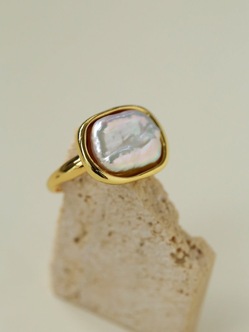 Vintage Geometric Baroque Pearl Ring - floysun