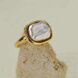 Vintage Geometric Baroque Pearl Ring - floysun