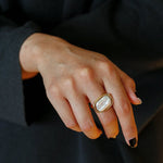 Vintage Geometric Baroque Pearl Ring - floysun