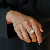 Vintage Geometric Baroque Pearl Ring - floysun