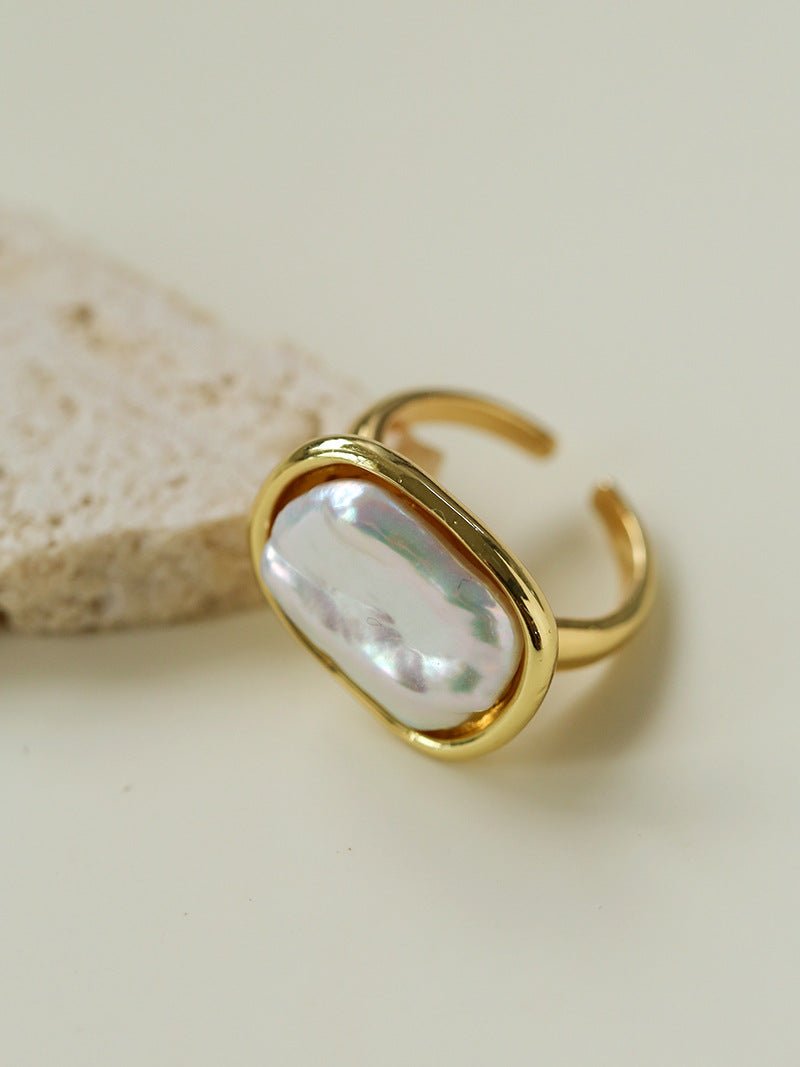 Vintage Geometric Baroque Pearl Ring - floysun