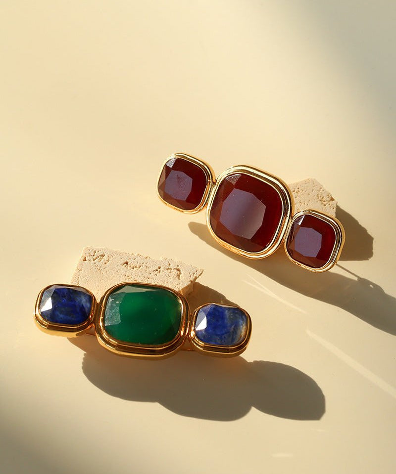 Vintage Geometric Natural Stone Brooch - floysun