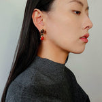 Vintage Geometric Tiger Eye & Red Stone Detachable Earrings - floysun