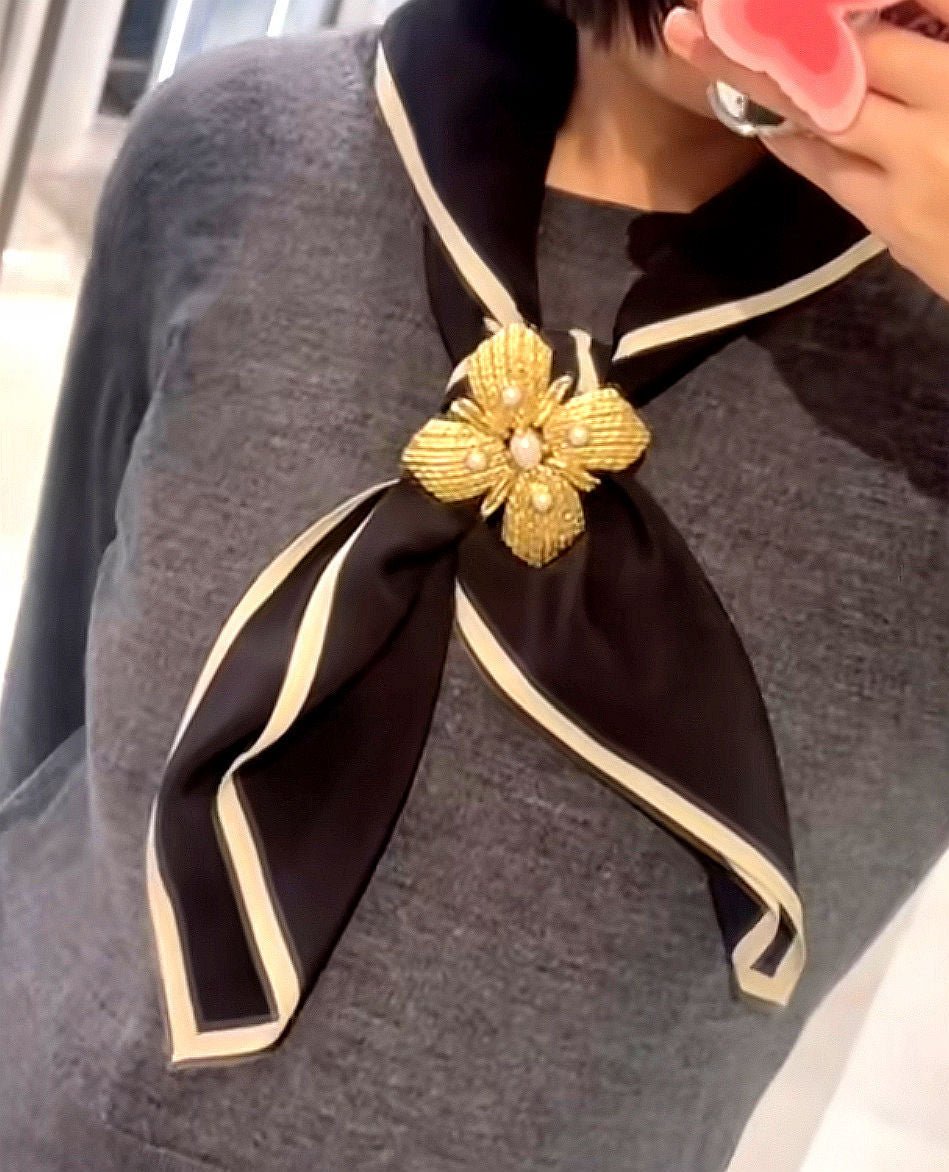 Vintage Gilded Pearl & Mother of pearls Floral Brooch - floysun