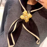 Vintage Gilded Pearl & Mother of pearls Floral Brooch - floysun