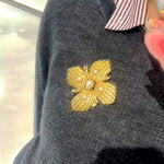 Vintage Gilded Pearl & Mother of pearls Floral Brooch - floysun