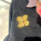 Vintage Gilded Pearl & Mother of pearls Floral Brooch - floysun