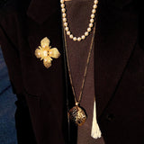 Vintage Gilded Pearl & Mother of pearls Floral Brooch - floysun
