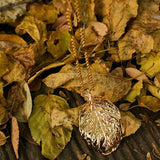 Vintage Gold Leaf Texture Pendant Necklace - floysun