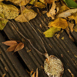Vintage Gold Leaf Texture Pendant Necklace - floysun