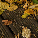 Vintage Gold Leaf Texture Pendant Necklace - floysun