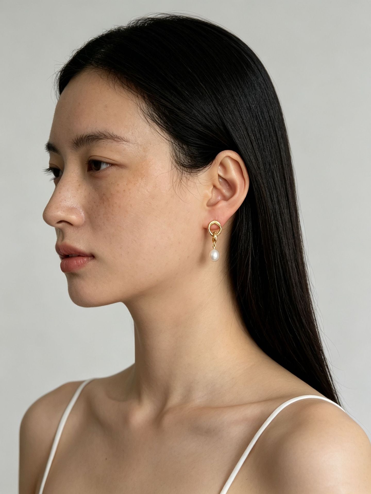 Vintage Gold Natural Freshwater Pearl Drop Earrings - floysun