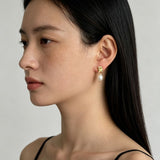 Vintage Gold Natural Freshwater Pearl Drop Earrings - floysun