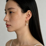 Vintage Gold Natural Freshwater Pearl Drop Earrings - floysun