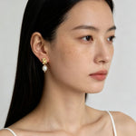 Vintage Gold Natural Freshwater Pearl Drop Earrings - floysun