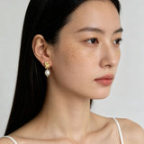 Vintage Gold Natural Freshwater Pearl Drop Earrings - floysun