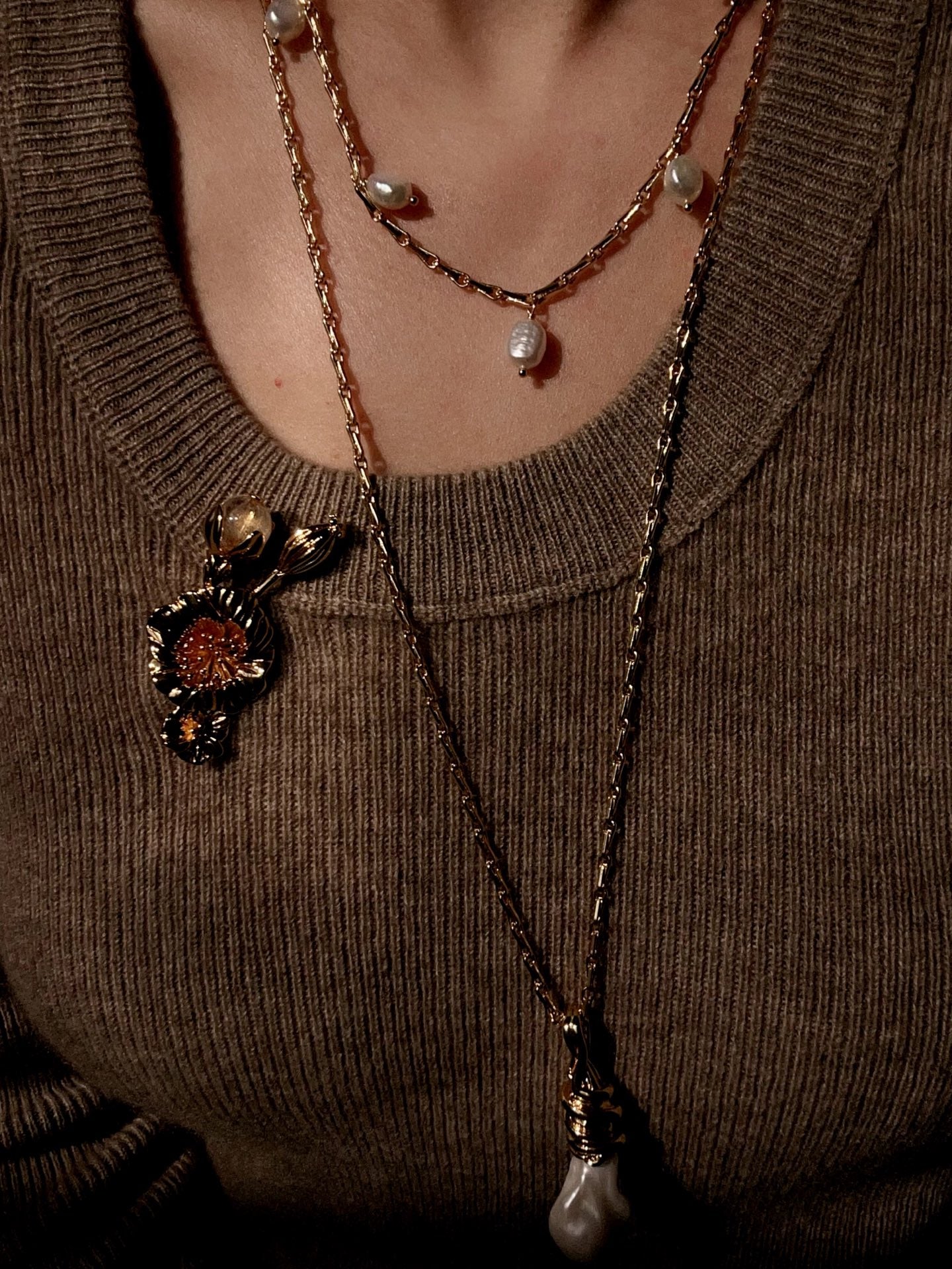 Vintage Gold Poppy Crystal Brooch - floysun