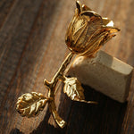 Vintage Gold Rose Branch Brooch - floysun
