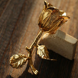Vintage Gold Rose Branch Brooch - floysun