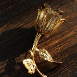 Vintage Gold Rose Branch Brooch - floysun