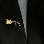 Vintage Gold Rose Branch Brooch - floysun