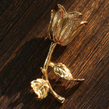 Vintage Gold Rose Branch Brooch - floysun