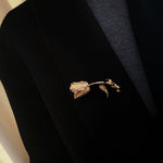 Vintage Gold Rose Branch Brooch - floysun