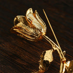Vintage Gold Rose Branch Brooch - floysun