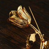 Vintage Gold Rose Branch Brooch - floysun