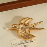 Vintage Hammered Dove Brooch with Drop Zirconia - floysun