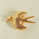 Vintage Hammered Dove Brooch with Drop Zirconia - floysun