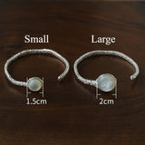 Vintage Hammered Lava Texture White Mother of Pearl Open Cuff Bracelet - floysun