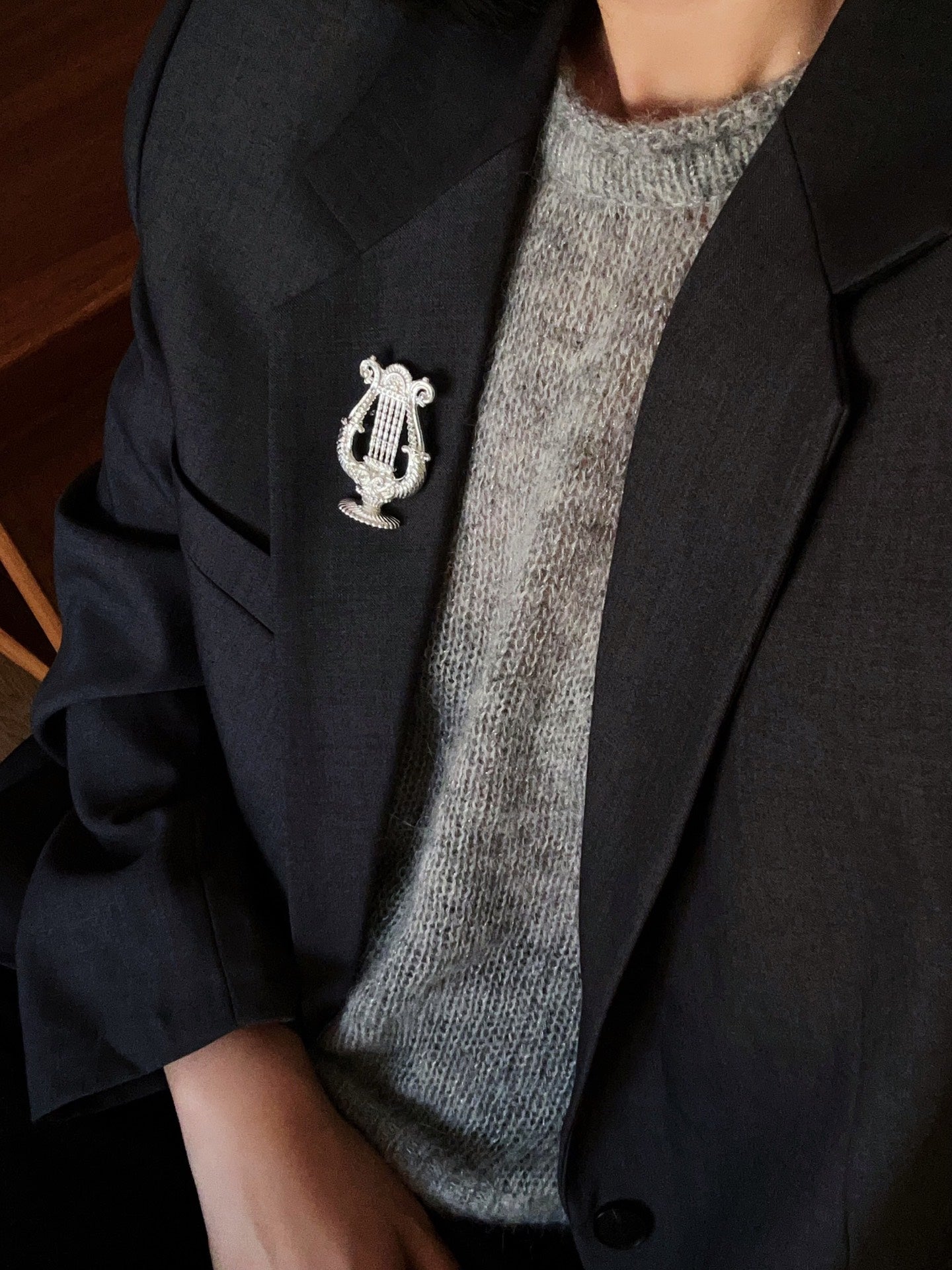 Vintage Harp Metal Brooch - floysun