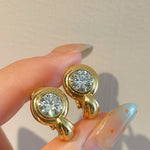 Vintage Heavy Craft 2ct Round Moissanite Huggie Earrings - floysun