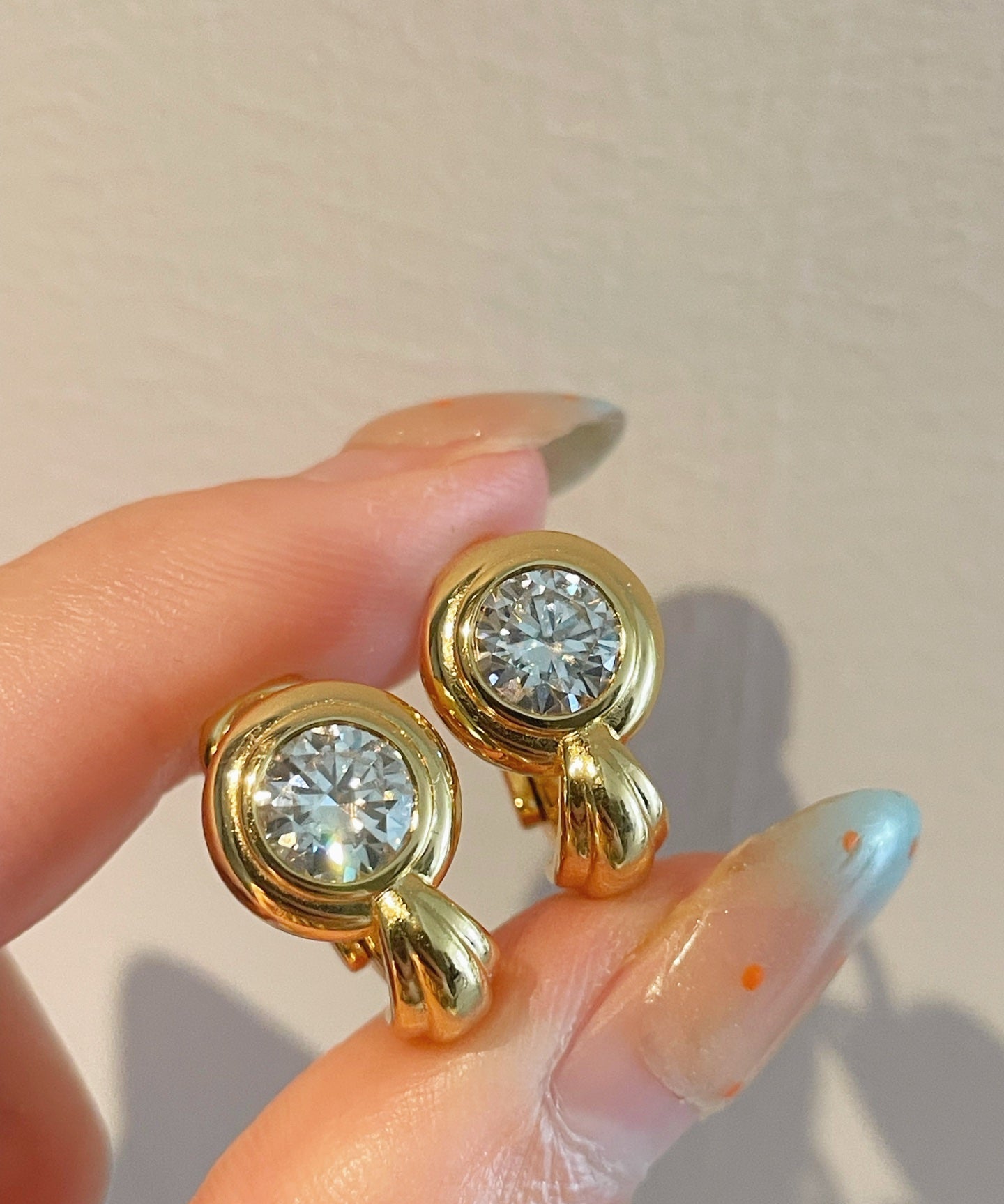 Vintage Heavy Craft 2ct Round Moissanite Huggie Earrings - floysun