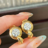 Vintage Heavy Craft 2ct Round Moissanite Huggie Earrings - floysun
