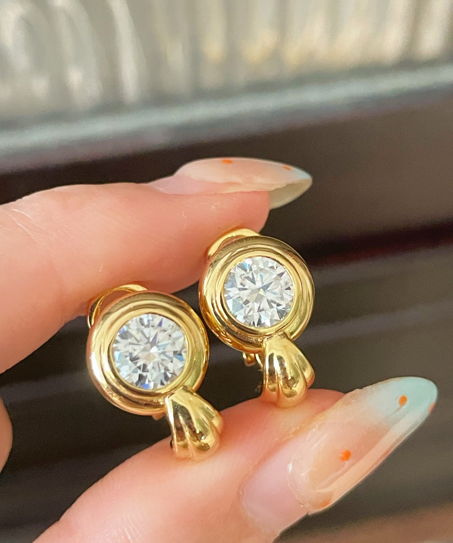 Vintage Heavy Craft 2ct Round Moissanite Huggie Earrings - floysun
