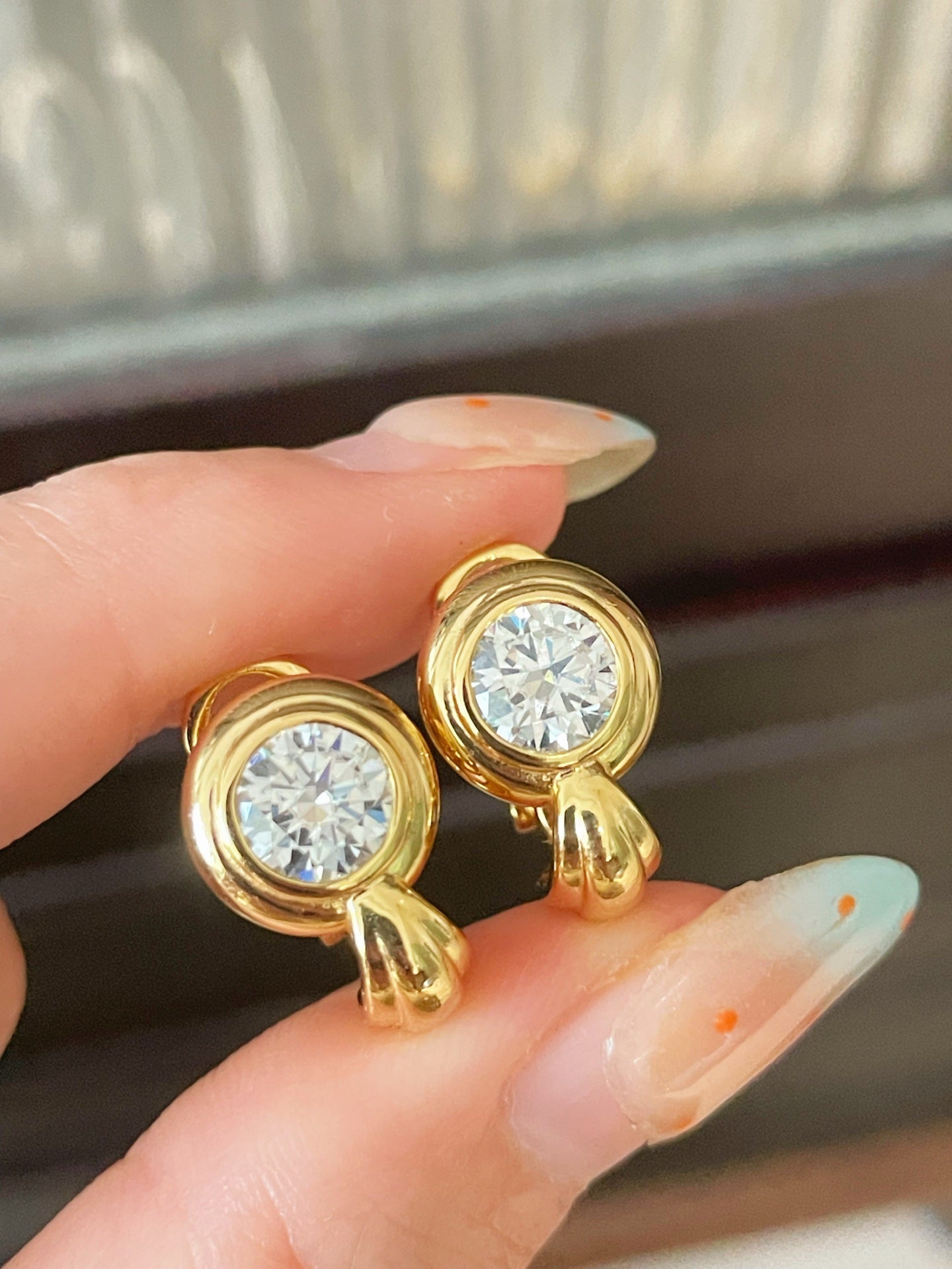 Vintage Heavy Craft 2ct Round Moissanite Huggie Earrings - floysun