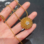 Vintage Heavy Craft Cactus Ball High Carbon Diamond Pendant Necklace - floysun