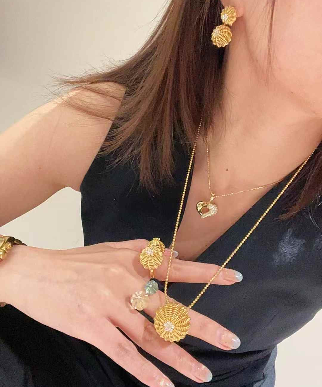 Vintage Heavy Craft Cactus Ball High Carbon Diamond Pendant Necklace - floysun
