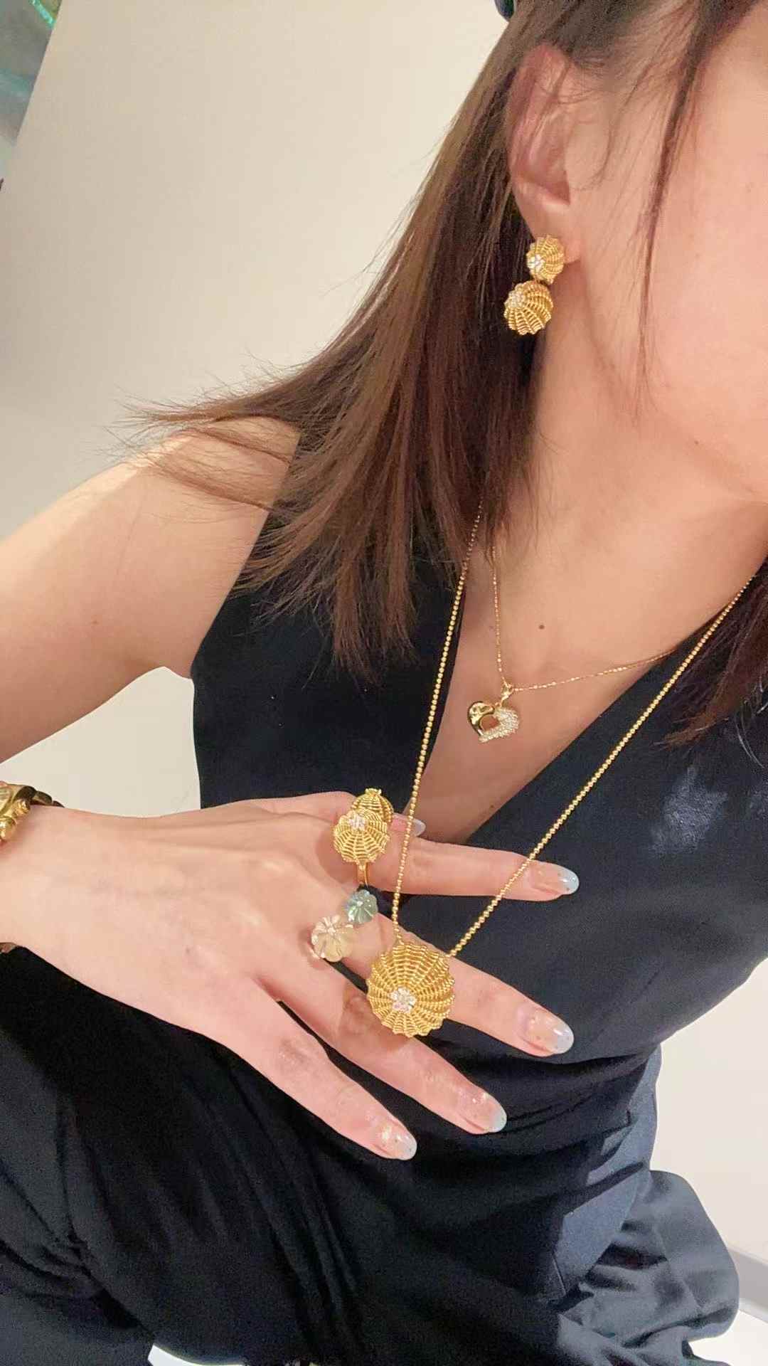 Vintage Heavy Craft Cactus Ball High Carbon Diamond Pendant Necklace - floysun