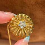 Vintage Heavy Craft Cactus Ball High Carbon Diamond Pendant Necklace - floysun